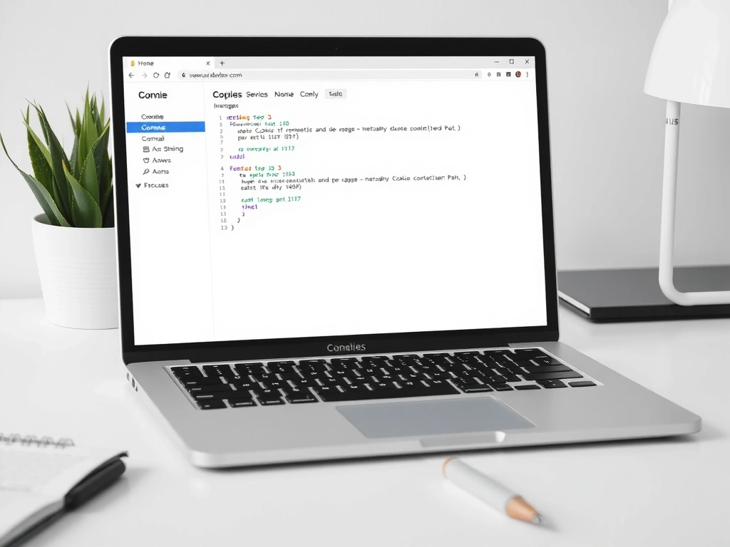Laptop screen showing browser cookie data structure