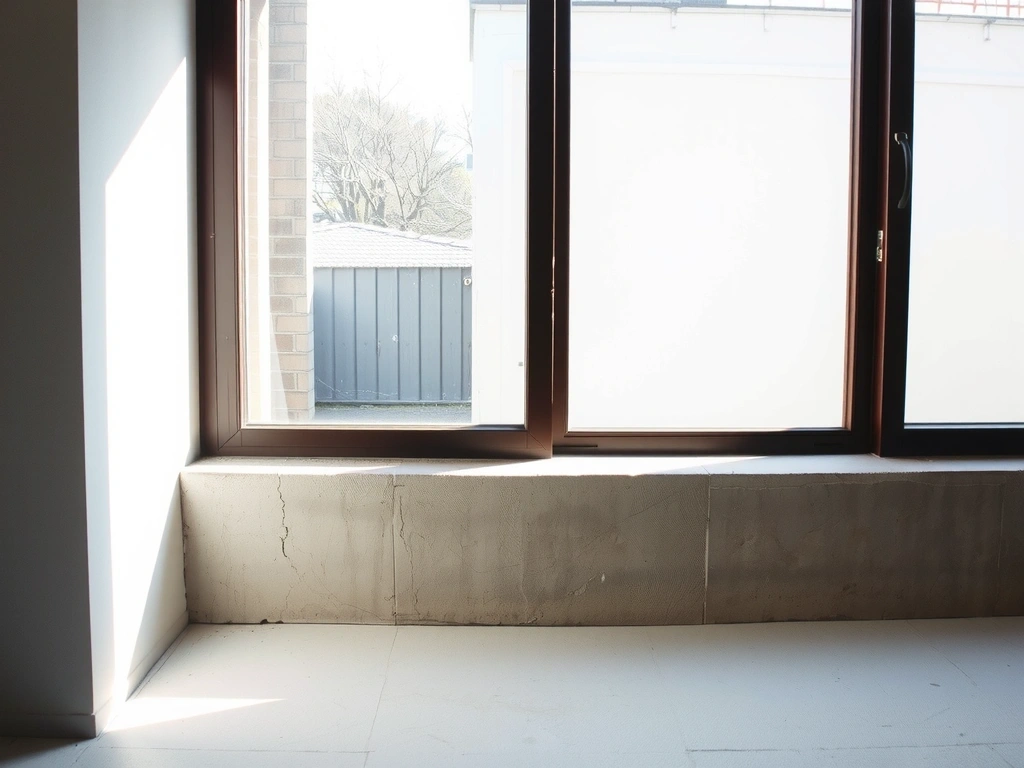 Minimalist concrete windowsill catching light