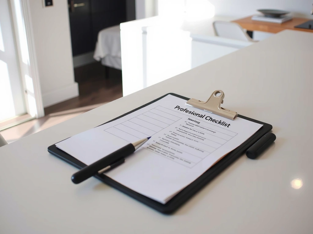 Cleaning checklist on counter